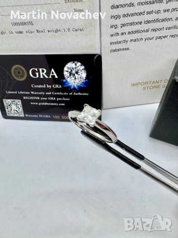 Сребърен пръстен с мойсанит (Диамант) 1 карат, снимка 10 - Пръстени - 53172562