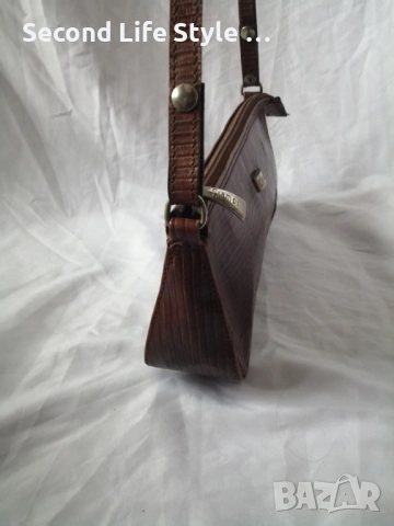 Винтидж италианска чанта за рамо от естествена кожа в кафяв цвят CIAMPI, снимка 8 - Чанти - 54097212