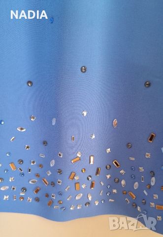 Синя рокля с кристали Fabiano, снимка 4 - Рокли - 45686003
