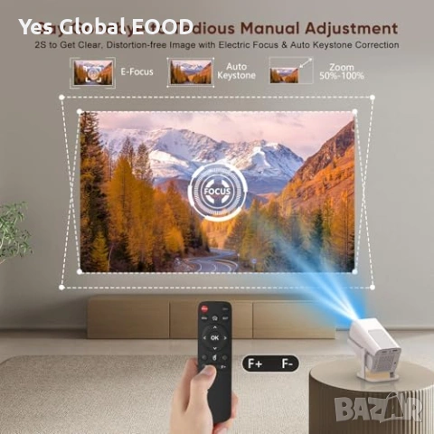 WiFi 6 Android проектор 4K 1080P Auto Focus, снимка 2 - Плейъри, домашно кино, прожектори - 53628378