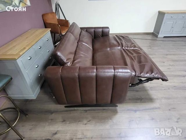 ПРОМОЦИЯ!!! Кафяв кожен диван тройка Vita с електрически релаксиращ механизъм, снимка 9 - Дивани и мека мебел - 45687560