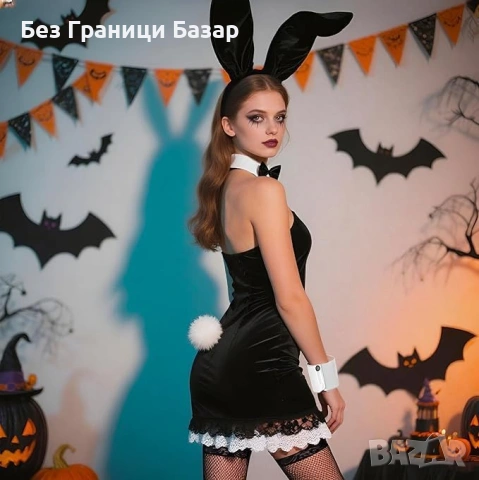 Нов Женски зайче косплей комплект 9 части уши опашка маншети ръкавици, снимка 5 - Други - 53679183