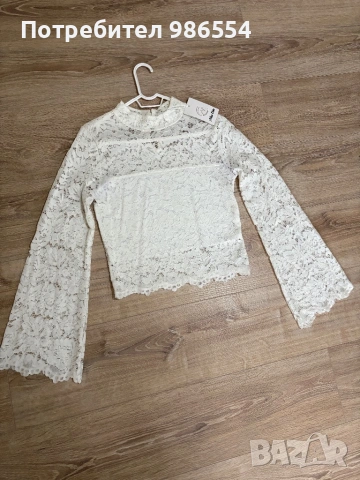Нова бяла блуза дантела размер S/M, снимка 2 - Блузи с дълъг ръкав и пуловери - 53052297
