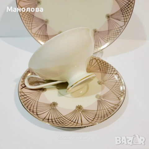 Троен комплект, порцеланова чаша за чай Alka Kunst Bavaria. , снимка 5 - Други ценни предмети - 54011880