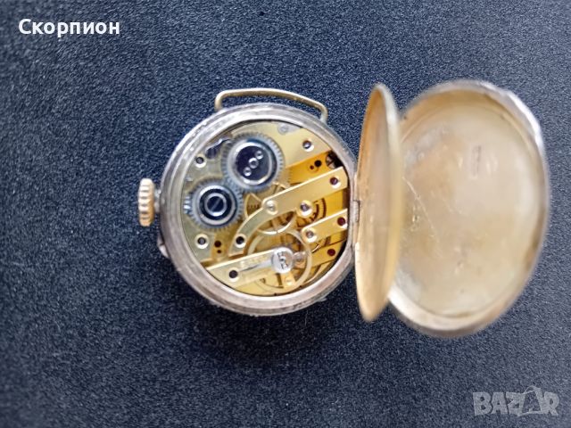 Джобен сребърен швейцарски дамски часовник РЕМОРТОАР, снимка 4 - Джобни - 46465121