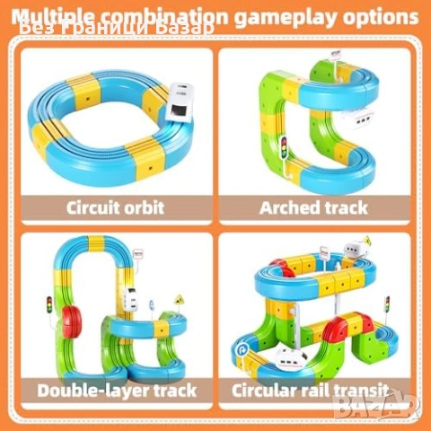 Нов детски Комплект влак с гъвкаво трасе светофар и пътни знаци Играчка, снимка 5 - Влакчета, самолети, хеликоптери - 53914333