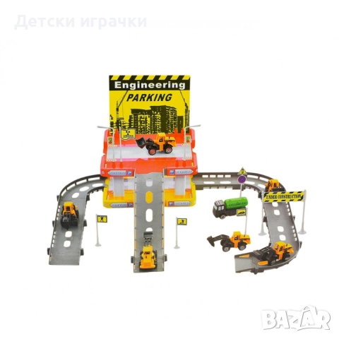 Паркинг със строителни машини и знаци 42x40см, писта, снимка 2 - Коли, камиони, мотори, писти - 52684428