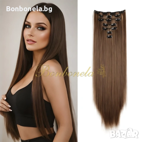 Екстеншън с клипс / треса / треса с клипси / клипс / Удължение за Коса, снимка 10 - Аксесоари за коса - 53034460
