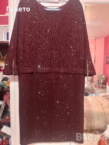 Красива бордо рокля , снимка 5 - Рокли - 50660659