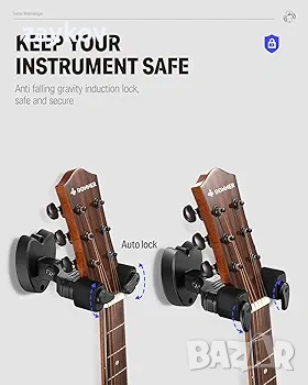 Donner Стенен закачалка за китара с ключалка, снимка 2 - Китари - 53100587