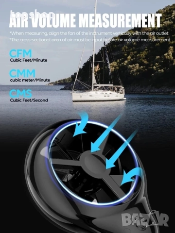 НОВ H12 Цифров анемометър, ръчен измервател на скоростта на вятъра с разширен сензор за вятър..., снимка 7 - Друга електроника - 51636372