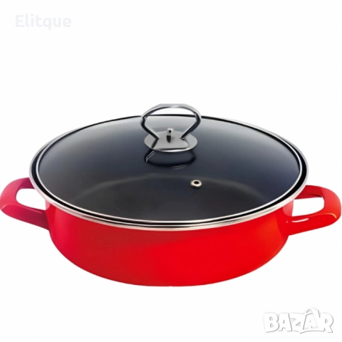 Тава с капак Rosberg, различни размери, червена/въгл.стомана с незалеп.покр., снимка 4 - Съдове за готвене - 52786791