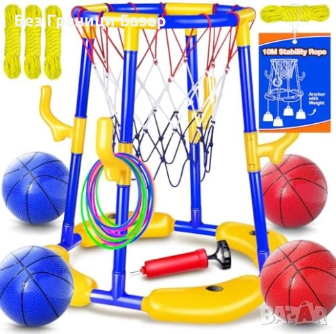 Нов Плаващ баскетболен кош за басейн с 4 топки и помпа за водни игри деца