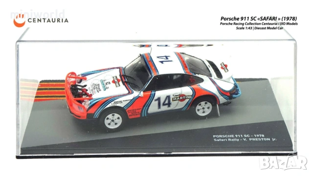 Porsche 911 SC Rally SAFARI 1978 - мащаб 1:43 на Centauria/IXO моделът е нов в PVC дисплей-кейс, снимка 10 - Колекции - 53572025