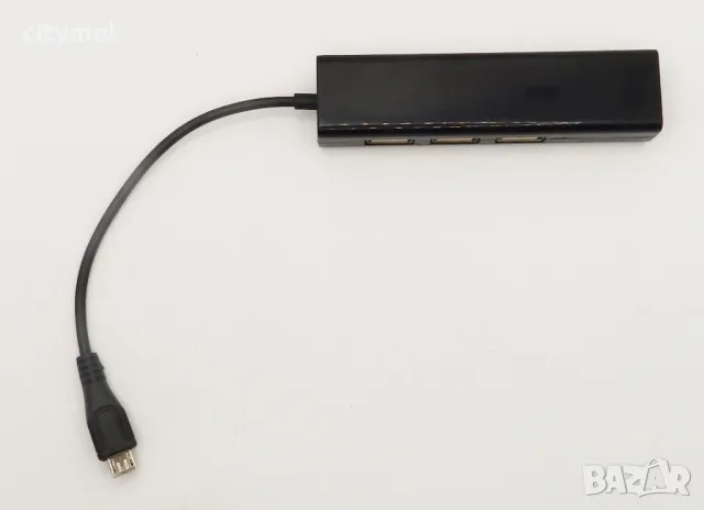 Micro USB HUB с 3 USB порта и LAN RJ45, снимка 3 - Мрежови адаптери - 46991411