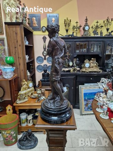 Прекрасна антикварна колекционерска френска бронзова фигура статуетка композиция , снимка 6 - Антикварни и старинни предмети - 45341023