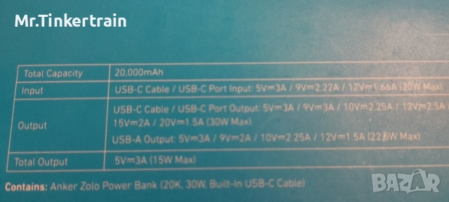 power bank Anker 20000, снимка 3 - Външни батерии - 53076797