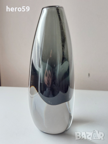Стара авторска ваза от стъкло фирма Kosta Boda, снимка 4 - Вази - 44978274