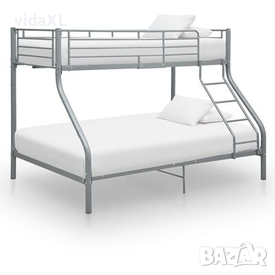 vidaXL Рамка за двуетажно легло, сива, метал, 140x200 см/90x200 см（SKU:287904
