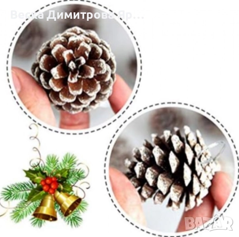 Комплект от 6 или 12 броя коледни шишарки, снимка 2 - Декорация за дома - 52301499