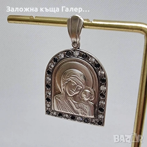 Сребърен медальон 925 "Дева Мария" с фианити