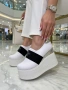 Обувки на платформа - бял текстил, снимка 1