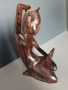19см ръчна дърворезба статуетка/еротика/азиатска дървена скулптура/фигура на гола жена с огледало, снимка 2
