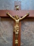 кръст разпятие Исус Христос дъб и бронз 32/3, снимка 1