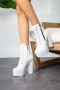 Боти на ток - бяла кожа с бяло ходило (бели връзки), снимка 1