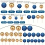108 броя сапфирени сини златисти топчета топки на тел от стиропор за декорация на торта , снимка 6