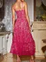 Елегантна дантелена рокля в тъмнорозово/циклама, снимка 2