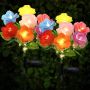 FWLWTWSS Соларни лампи за градина на открито - 2 броя със 7 големи цветя рози, водоустойчиви, цветни, снимка 1 - Соларни лампи - 45717369