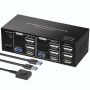 8K@60Hz KVM Switch 3 монитора - 2 компютъра, HDMI+2хDisplayport, 4хUSB 3.0, снимка 1