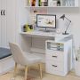Компютърно бюро, Малко бюро за домашен офис с 2 чекмеджета, Маса за лаптоп с 1 рафт, Бюра в модерен , снимка 2
