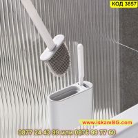 Комплект силиконова и PVC четка за тоалетна с държач и лепяща лепенка - КОД 3857, снимка 3 - Мопове, кофи, четки и метли - 45420327