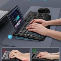 Комбинирана безжична клавиатура и мишка, ергономична клавиатура в пълен размер с опора за китката, снимка 2 - Клавиатури и мишки - 45521524
