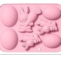 Великденски 6 яйца яйце заек с морков силиконов молд форма фондан гипс шоколад сапун, снимка 1 - Форми - 45452892