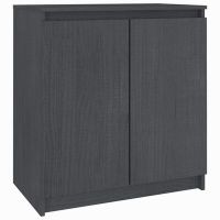 vidaXL Страничен шкаф, сив, 60x36x65 см, борово дърво масив（SKU:808100, снимка 1 - Шкафове - 45437548