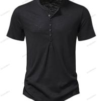 Мъжка ежедневна модна тениска с къс ръкав Henley, 4цвята , снимка 7 - Тениски - 45483211