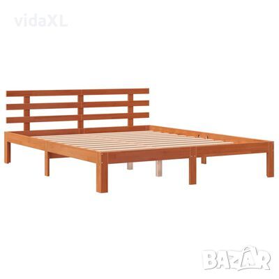 vidaXL Рамка за легло с табла, восъчнокафяв, 180x200 см, масивно дърво(SKU:844277, снимка 1