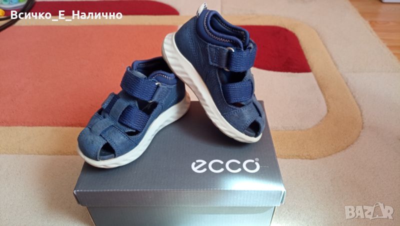 Бебешки сандали ECCO (детски сандали, телешка кожа, набук, сини, №23), снимка 1