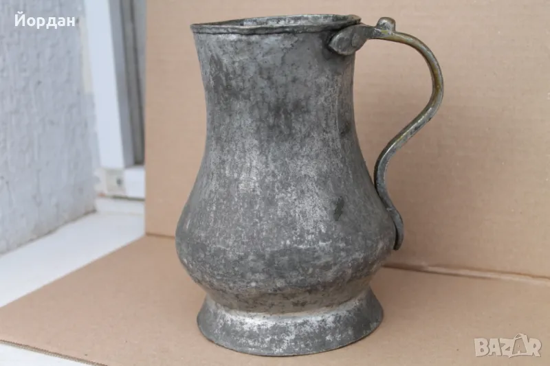 Стара медна ръчнокована кана за вино, снимка 1