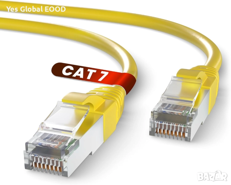 Mr. Tronic 50 м Cat7 мрежов кабел SFTP с RJ45 конектори жълт, снимка 1