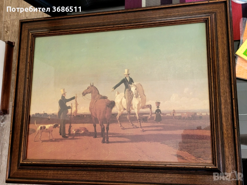 Винтидж принт в дървена рамка, снимка 1