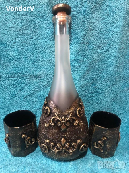 Комплекти за подарък Бутилка с чаши Картини за дома Ръчна изработка Повод Рожден ден Юбилей, снимка 1