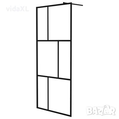 vidaXL Преграден параван за баня, закалено стъкло, черен, 90x195 см, снимка 1