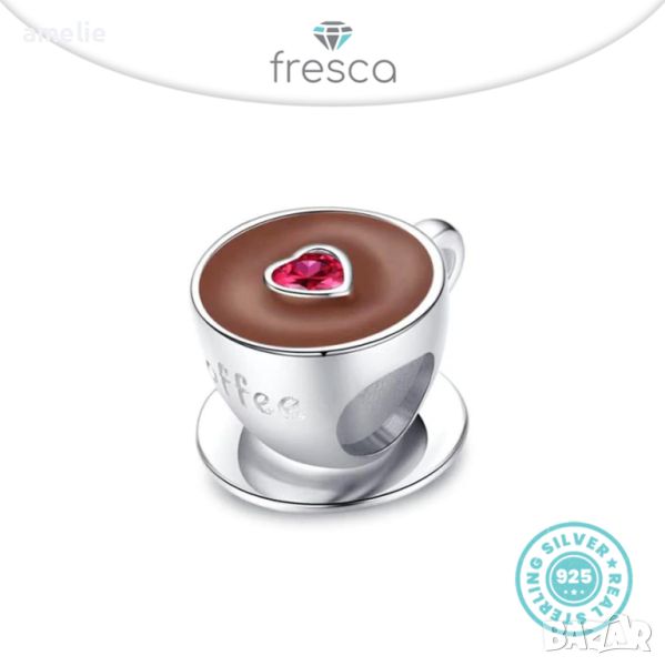 Талисман Fresca по модел тип Пандора сребро 925 Pandora Pink Free Time Love. Колекция Amélie, снимка 1