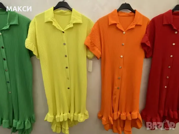 Приказна макси дълга туника солей с удължен гръб и къдрички в тъмно синьо , снимка 1