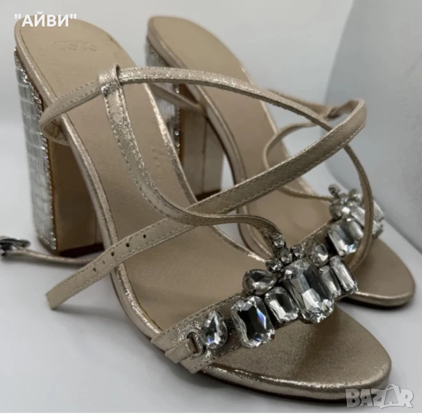 Asos дамски сандали златисто и камъни, снимка 1
