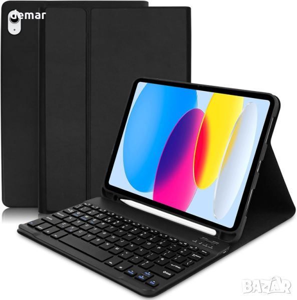 Калъф с клавиатура за iPad 10-то поколение 10,9 инча 2022 г, син ; черен, снимка 1